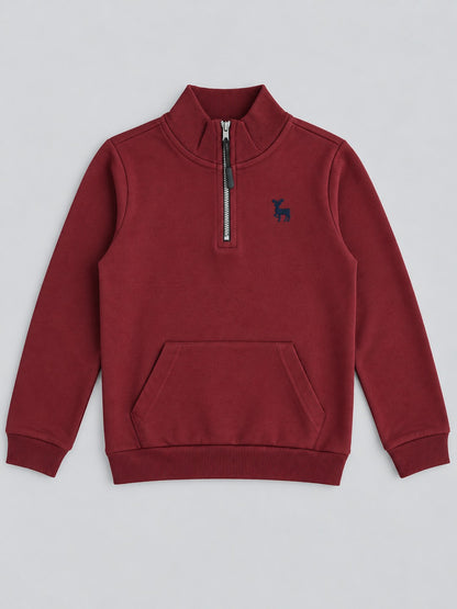 Boys Premium Soft Cotton Printed Half Zipper Hi-Neck Sweatshirt and Jogger Set