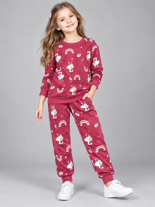 Girls Premium Soft Cotton Full sleeve T-shirt and jogger pant clothing set