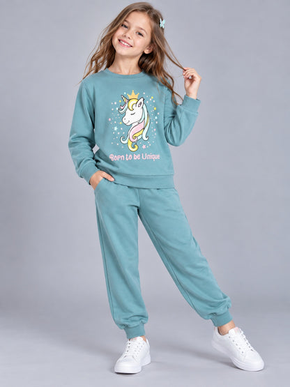 Girls Premium Soft Cotton Full sleeve T-shirt and jogger pant clothing set